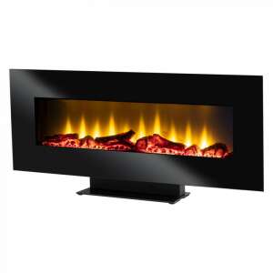 Black electric fireplace with realistic flame effect, wall mounted or freestanding - Electric fireplace