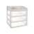 Soulima 3-drawer cosmetic organizer with clear drawers, side view