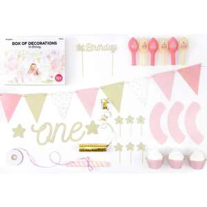 Pink and gold 1st birthday party decorations set, 33 pieces, PartyDeco brand - Party Decoration