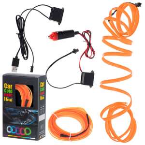 LED beltéri világítás autóhoz / autó USB / 12V szalag 5m narancssárga 74179752 