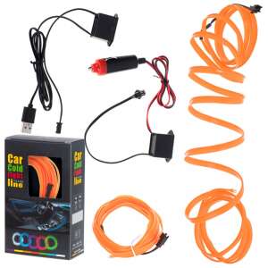LED beltéri világítás autóhoz / autó USB / 12V szalag 3m narancs színű 74179906 