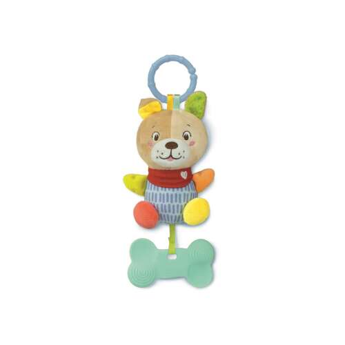 Clementoni Lovely Soft Dog Rattle, plush toy with rattle for babies, colorful, soft, with teething ring