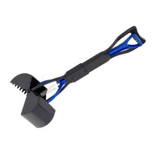 Black and blue dog poop scooper, easy to use, hygienic, foldable, reusable, dog waste picker upper - Pet Care