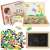 Wooden magnetic drawing board with animal magnets, chalk board, and accessories