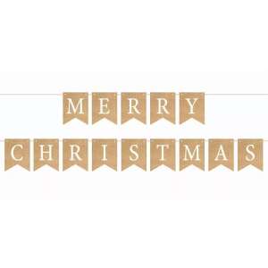 Bold Merry Christmas feliratú zsákvászon girland, 250 cm hosszú, fehér betűkkel - Godan