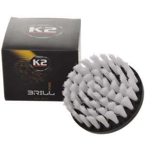 K2 Brill Pro drill brush for cleaning carpets and upholstery, white nylon bristles, 10 cm diameter - Car wash brush