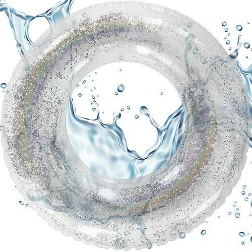 Holographik-Glitzer-Schwimmring, transparent mit silbernem Glitter, für Erwachsene und Teenager, Poolparty-Dekoration