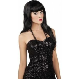 Perucă lungă neagră pentru femei, accesoriu costum Halloween - Accesorii pentru îmbrăcăminte