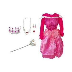 Pink princess costume for girls, includes dress, crown, wand, necklace, earrings - Costume for Kid
