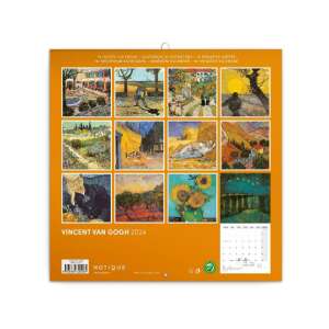 Realsystem 2024 Vincent van Gogh Wandkalender mit 12 berühmten Gemälden - Schreibwaren & Schreibmaterial