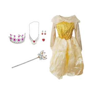 Princess costume for girls, includes dress, crown, necklace, earrings, wand, and accessories - Costume for Kid