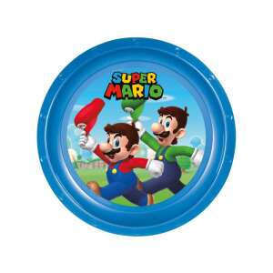 Super Mario Plastikteller, blau, mit Mario und Luigi Figuren - Teller für Kinder