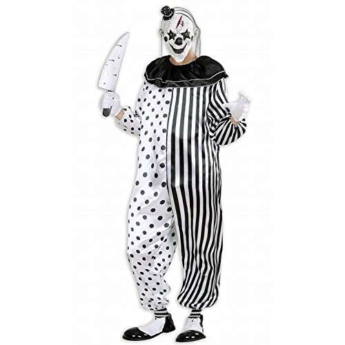 Killer Pierrot Costume for Men, Size L, Black and White, Includes Jumpsuit and Mask