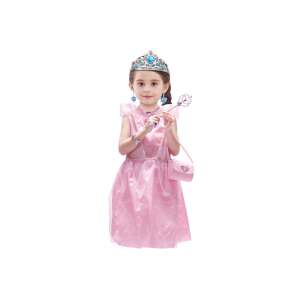 Pink princess dress costume for girls with crown, wand, necklace, earrings and purse - Costume for Kid