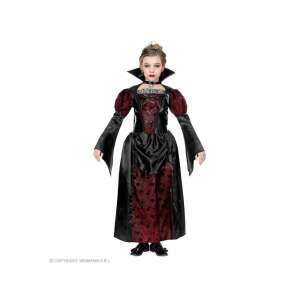 Kostium wampirzycy dla dziewczynek, rozmiar 128 cm, czarna i czerwona sukienka z peleryną, idealne na Halloween lub karnawał - Widmann