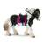Bullyland Tinker pony mare horse figure, black and white with pink saddle and bridle