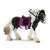 Bullyland Tinker pony mare horse figure, black and white with pink saddle and bridle