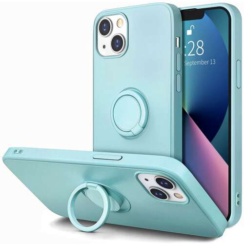 Cellect szilikon tok gyűrűvel iPhone 12 Mini-hez, türkiz - Cellect