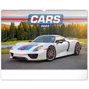 Realsystem Cars 2023 fali naptár, egy fehér Porsche sportautóval - REALSYSTEM
