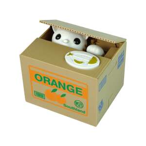 Prasa Mischief Saving Box, mačka v krabici, oranžový box, originálna prasa, vtipná prasa, prasa pre deti, darček pre deti, pokladnička - Pokladničky