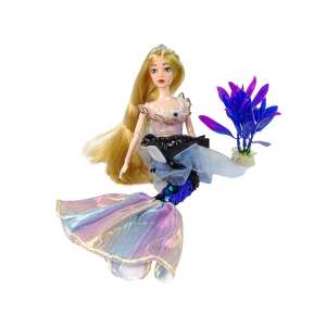 Emily the Mermaid doll with accessories, including a black seal and a purple sea plant - Nonbrand Baba