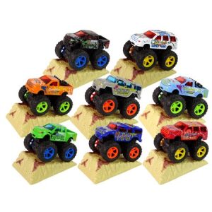Resorak Monster Truck Hátrahúzható meghajtású Gumi kerekek Fém karosszéria + Emelkedő rámpa 13299 146250631 - Lean Toys
