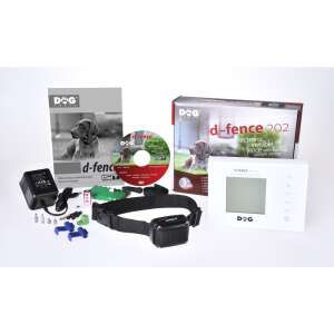 DogTrace d-fence 202 láthatatlan kerítés rendszer készlet nyakörvvel, vevővel, adóval, tápadapterrel, kézikönyvvel és DVD-vel - Tréning eszköz kisállatoknak