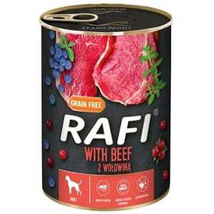 RAFI Getreidefreies Nassfutter mit Rindfleisch, 400g Dose, mit Blaubeeren und Cranberries - Nasses Hundefutter
