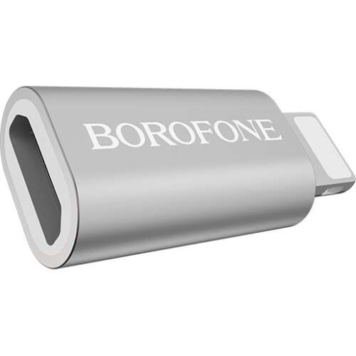 Borofone BV5 MicroUSB - Lightning adapter, ezüst, alumínium