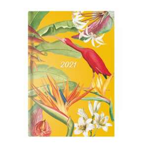 TopTimer Joy 2021 napi tervező sárga borítóval, trópusi madár és virág mintával - TOPTIMER