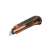 Handy Snap-Off Utility Knife with 6 replaceable blades, black and orange, 18mm, angled view