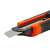 Handy Snap-Off Utility Knife with 6 replaceable blades, black and orange, 18mm, close-up of blade