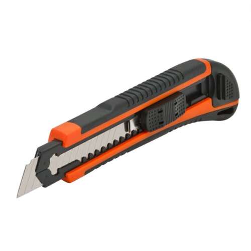 Handy Snap-Off Utility Knife with 6 replaceable blades, black and orange, 18mm