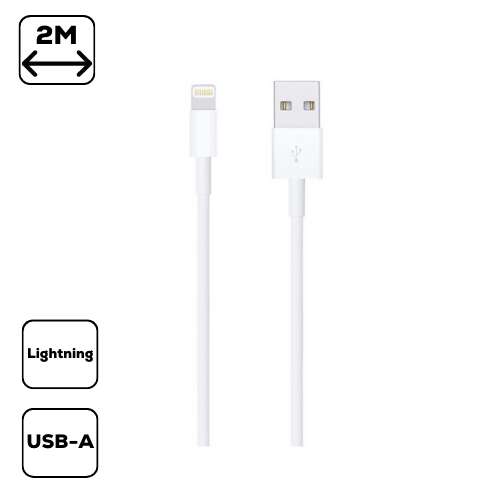2 meter white USB-A to Lightning cable