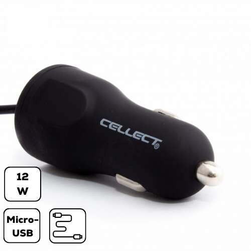 Încărcător auto Cellect 12W cu conector Micro USB