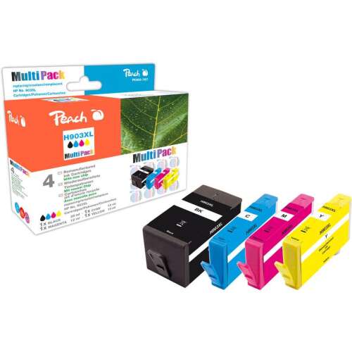 Peach HP 903XL Multipack Tintapatronok, 4-es csomag, Fekete, Cián, Magenta, Sárga