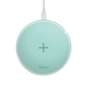 Trust Qylo Fast QI 7.5/10W bezprzewodowa ładowarka w kolorze turkusowym, widok z przodu - Trust