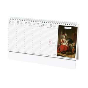 DAYLINER "Művészet világa" asztali naptár, június hónap, egy vörös ruhás családot ábrázoló festmény - Irodai kiegészítő
