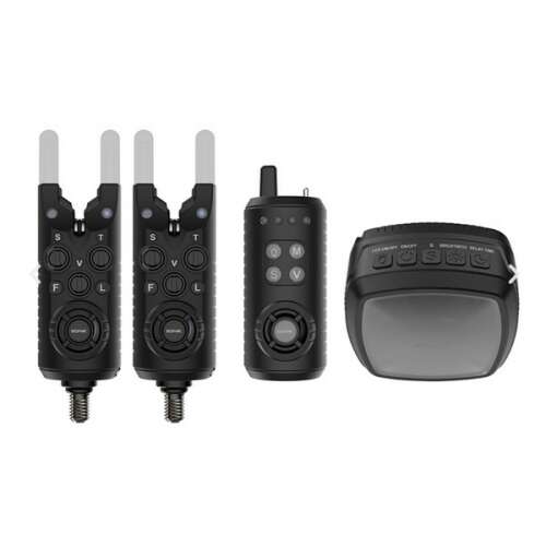 Sonik Gizmo2 Bite Alarm 3+1 szett Bivvy lámpával, horgászkapásjelzők, horgászfelszerelés, pontyhorgászat, éjszakai horgászat
