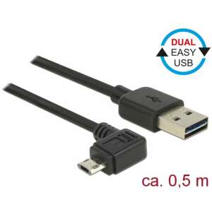 Delock USB 2.0 A auf Micro-B Kabel, 0,5m, schwarz, rechtwinklig - USB-Kabel