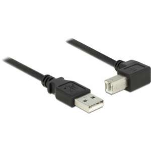 Delock USB 2.0 cable, A-type plug to USB 2.0 B-type plug, right angle, 0.5m, black - USB Cable