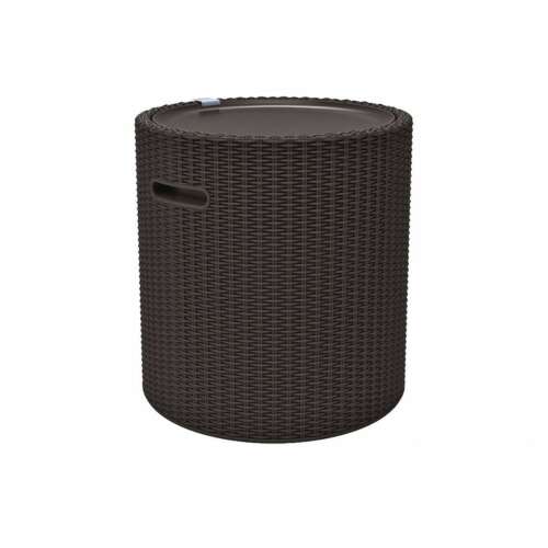 Curver Cool Stool, hnedý stolík s ratanovým efektom, chladič a úložný priestor