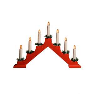 Piramidă de lumânări LED roșie cu 7 lumini albe calde, perfectă pentru decorarea de Crăciun