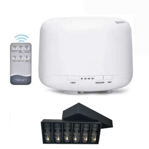 Арома дифузер Pepita с дистанционно управление, бял, с 6 етерични масла