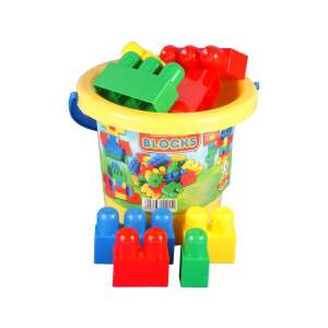 Maxi Blocks строителни блокове в жълто кофа с някои блокове отвън, 24 броя - Maxi Blocks