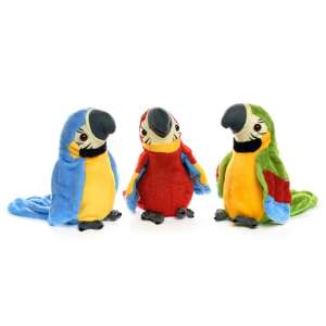 Talking plush parrot toy, blue, red, and green parrots, record and repeat, plush toy for kids - Interactive Plush Toy