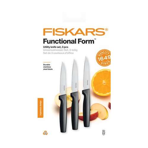 FISKARS Késkészlet, általános, 11 cm,  FISKARS "Functional Form" fekete
