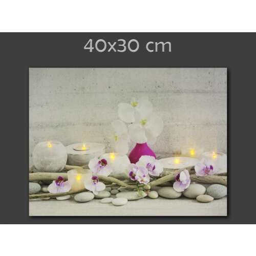 7 LEDes világító falikép rózsaszín orchideák 40x30cm 32297589