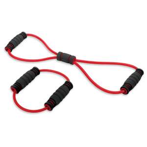 Piros fitnesz ellenállószalag szett két hurkával és fogantyúval, ideális otthoni edzésekhez - Expander & Gumiszalag