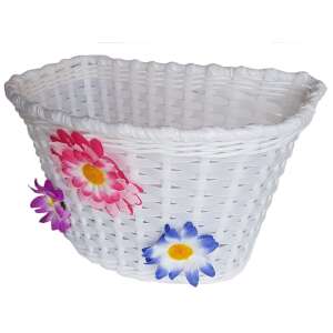 Fehér BikeTrade gyermek kerékpár kosár virág díszítéssel - BikeTrade